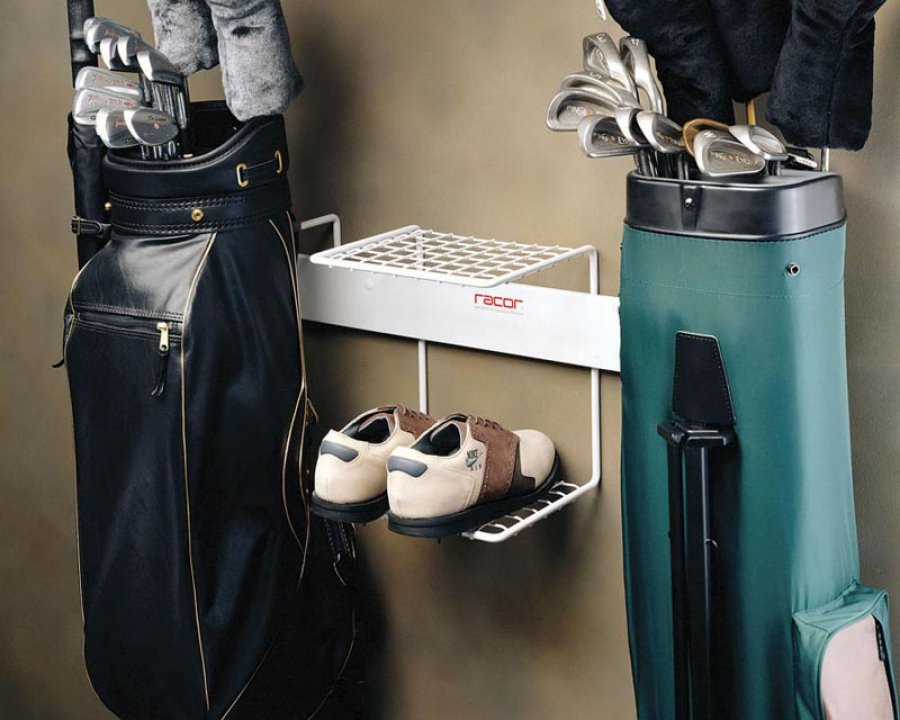 Double golf bag rack